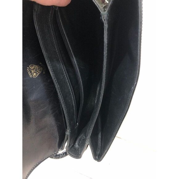Vintage GUCCI Black Patent Leather Crossbody Shoulder Purse Handbag - Picture 8 of 8